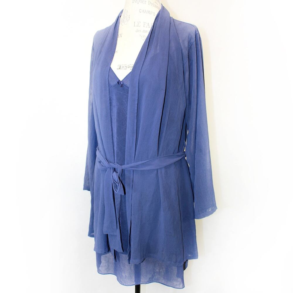 Victoria's Secret Navy coquette Tank Strap Cardigan Robe Sleepwear PJ Y2L XS/S